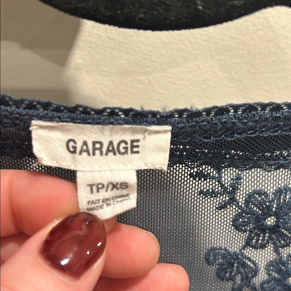 Garage Blue Sheer Floral Chemise - Picture 2 of 4